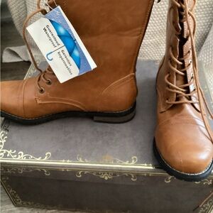 Tan Lace-Up Combat Boots